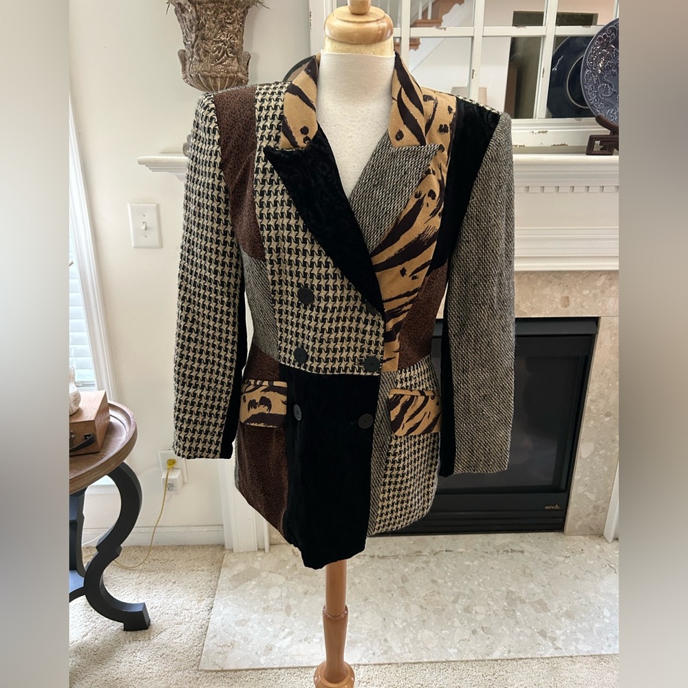 Stanley Blacker Vintage Patchwork Blazer - Black,… - image 1